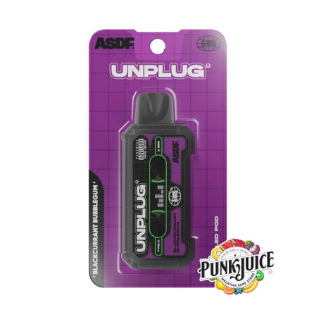 ASDF Vapetape Unplug (12K) 5% - LED Screen - Disposable Pod - Blackcurrant Bubblegum Cartridge