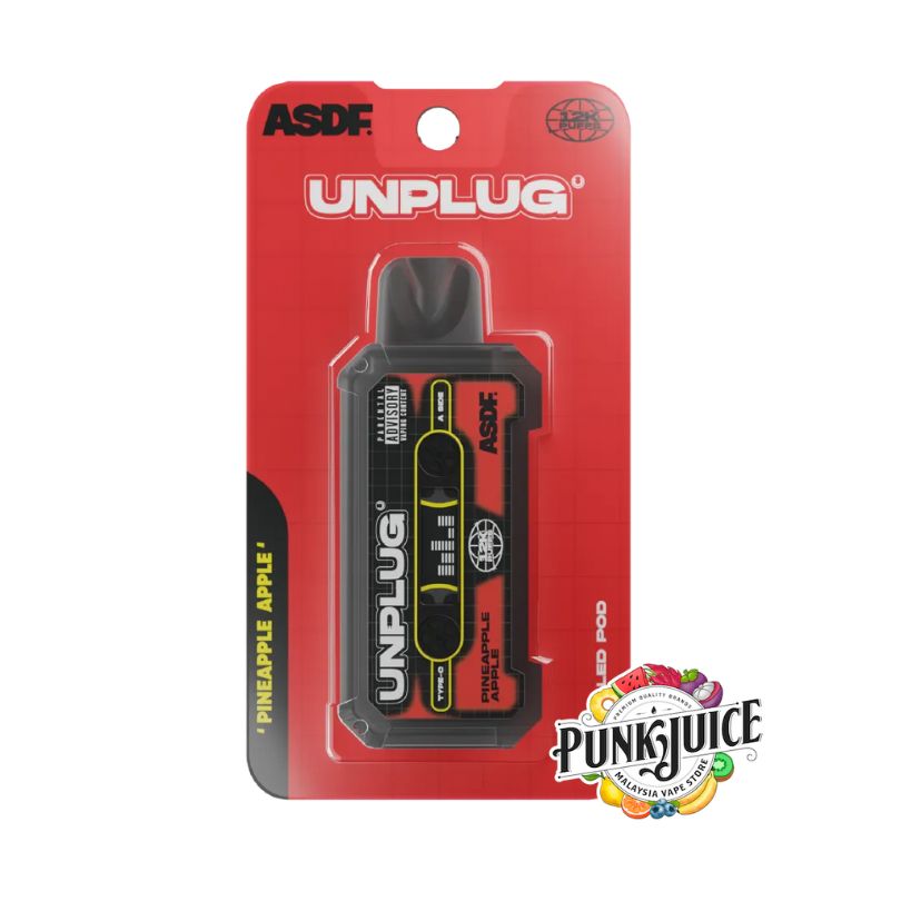 ASDF Vapetape Unplug (12K) 5% - LED Screen - Disposable Pod - Pineapple Apple Cartridge