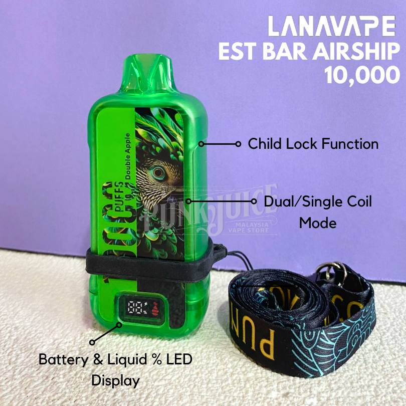 EST Bar Airship by LANAVAPE (10K) 3% - LED Screen - Disposable Pod Punk Juice Vape Store EST Bar Airship by LANAVAPE (10K) 3% - LED Screen - Disposable Pod Punk Juice Vape Store