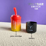 voltbar switch 12k disposable pod - battery body and ejuice cartridge side by side