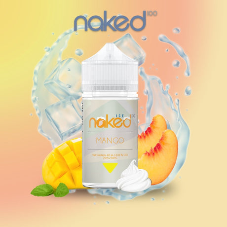 Naked 100 - Mango Ice (formerly Amazing Mango Ice) - 60ml with fruits in the background
