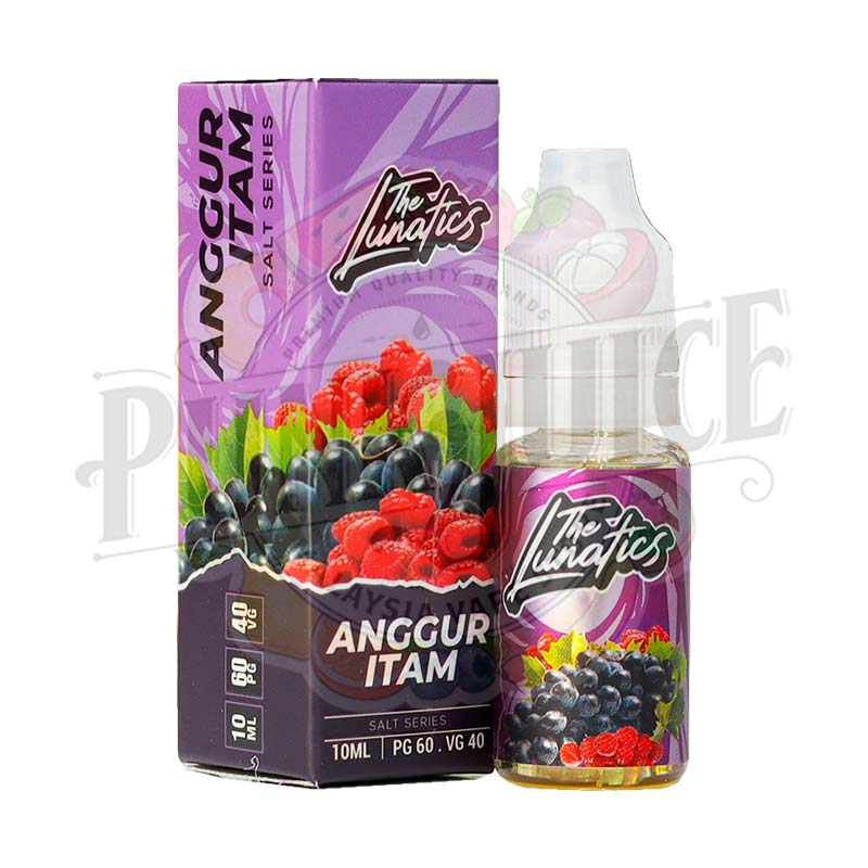The Lunatics Salt Black Grape 10ml box and bottle